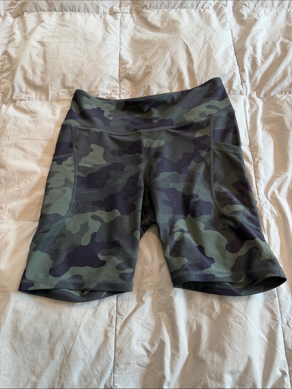 Old Navy Green Camo Bike Shorts with Side Pockets